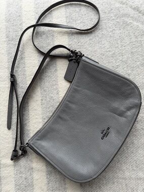 Coach Charcoal Leather Shoulder Bag